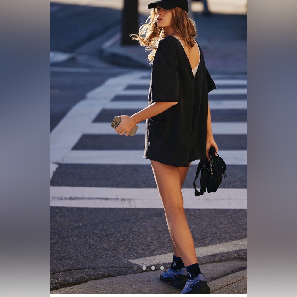 NWT Free People FP Movement Hot Shot Tee Romper Black